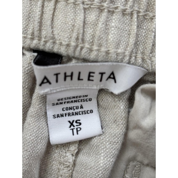 Athleta Pants Womens XS Beige 100% Linen Casual Relaxed Resortwear Atheltic - Picture 2 of 6